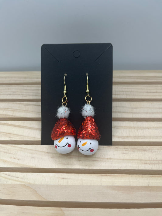 Snowman earrings with sequin hat