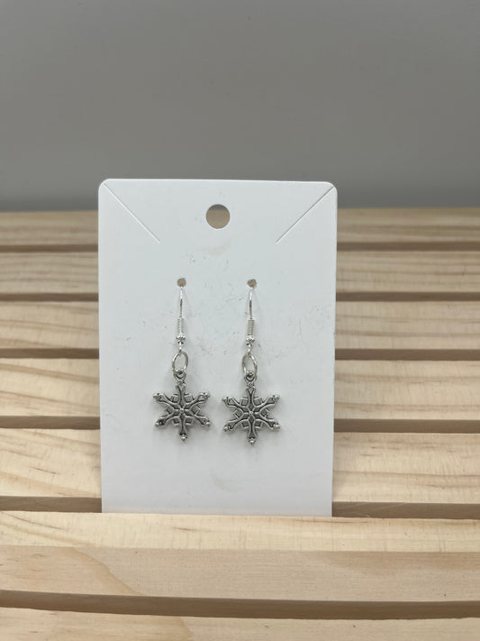 Silver plated snowflake earrings