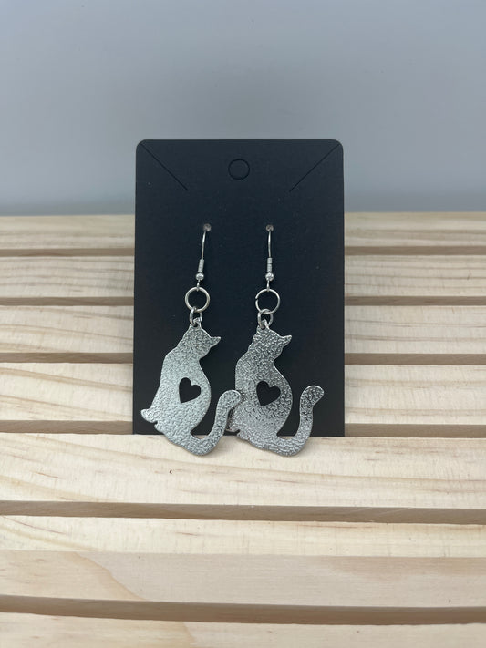Silver cat earrings